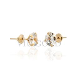 Brinco solitário em ouro 18k amarelo com Zircônia branca de 6.0 mm - B... - VIU GOLD