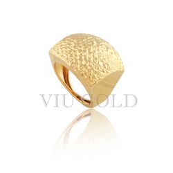 Anel quadrado todo trabalhado em ouro 18k amarelo - AN-061 - VIU GOLD