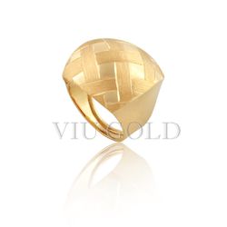 Anel todo trabalhado com fosco e polido em ouro 18k amarelo - AN-062 - VIU GOLD