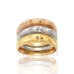 Anel todo trabalhado em ouro 18k amarelo,branco, e rose - AN-058 - VIU GOLD