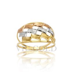 Anel com aro duplo em ouro 18k amarelo, branco, e rose - AN-006 - VIU GOLD