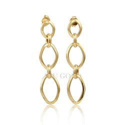 Brinco em ouro 18K amarelo com argolas ocas penduradas - B-087 - VIU GOLD