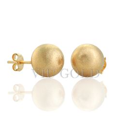 Brinco Bola fosca de 10 mm em ouro 18k amarelo - B-036 - VIU GOLD