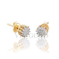 Brinco em ouro 18k amarelo e branco com Diamante sintético - B-076 - VIU GOLD