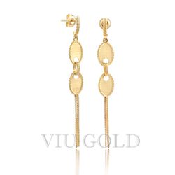 Brinco em ouro 18K amarelo com correntes venezianas penduradas - B-077 - VIU GOLD