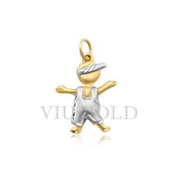 Pingente de Menino em Ouro 18k Amarelo e Branco - P-010 - VIU GOLD