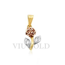 Pingente de Flor em Ouro 18k Amarelo, Branco, e Rose - P-011 - VIU GOLD
