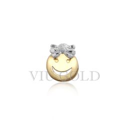 Pingente de Carinha Menina em Ouro 18k Amarelo e Branco - P-012 - VIU GOLD