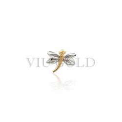 Pingente Libelula em Ouro 18K Amarelo e Branco - P-014 - VIU GOLD