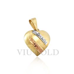 Pingente Coração em Ouro 18k Amarelo, Branco e Rose - P-020 - VIU GOLD