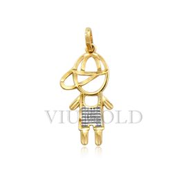 Pingente de Menino em Ouro 18k Amarelo e Branco - P-037 - VIU GOLD