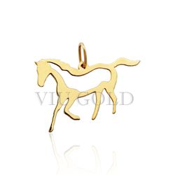 Pingente de Cavalo em Ouro 18k Amarelo Laser - P-048 - VIU GOLD