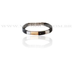 Pulseira design italiano de Aço com Silicone e detalhe Black / Rose - ... - VIU GOLD