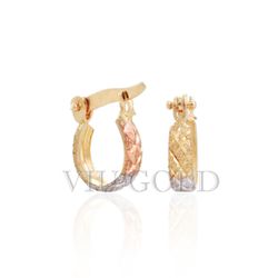 Brinco argola de trava em ouro 18k amarelo,branco e rose trabalhado - ... - VIU GOLD