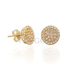 Brinco redondo em ouro 18k amarelo com Diamante sintético - B-069 - VIU GOLD