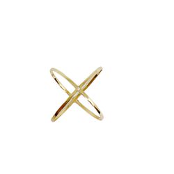 Anel modelo X com diamante sintético em ouro 18k - AN-168 - VIU GOLD