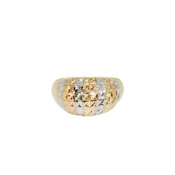 Anel em ouro 18k tricolor com detalhes fosco e aro duplo - AN-142 - VIU GOLD