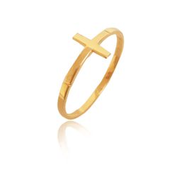 Anel em Ouro 18k amarelo de Cruz - AN-152 - VIU GOLD