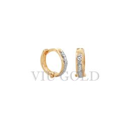 Brinco Argola Médio de Trava em Ouro 18k Amarelo e Branco - B-111 - VIU GOLD