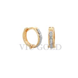 Brinco Argola Grande de Trava em Ouro 18k Amarelo e Branco - B-112 - VIU GOLD