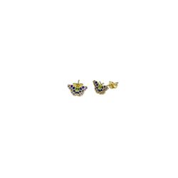Brinco borboleta cravejado com zirconias em ouro 18K - B-108 - VIU GOLD