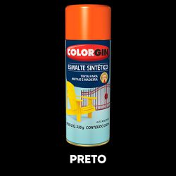 Spray Esmalte Sintético Colorgin - Preto - 12... - VIVA COR TINTAS