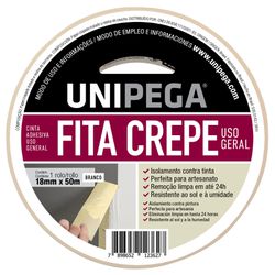 Fita Crepe 18mm x 50m Uso Geral UniPega Pintu... - VIVA COR TINTAS