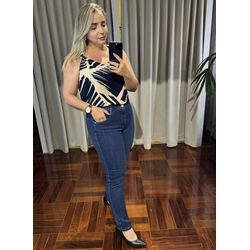 Calça Loopper Jeans Escuro Feminina Capri Tornozel... - LOJA VOLARIUM