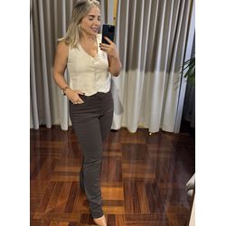Calça Feminina Marrom Loopper Tradicional Perna Re... - LOJA VOLARIUM