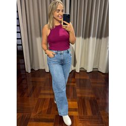 Calça Loopper Feminina Jeans Claro Wideleg Media - LOJA VOLARIUM