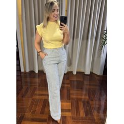 Calça Feminina Wideleg Listrada Loopper - LOJA VOLARIUM