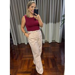 Calça Feminina Loopper Wideleg Rosa Claro Rose Soc... - LOJA VOLARIUM