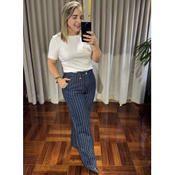 Calça Feminina Wideleg Listrada Risca de Giz Loopp... - LOJA VOLARIUM