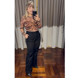 Calça Feminina Preta Wideleg Loopper - LOJA VOLARIUM