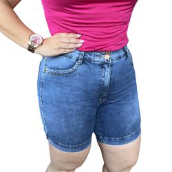 Short Jeans Feminino Cintura Alta Loopper com Elas... - LOJA VOLARIUM
