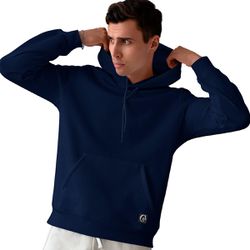 Moletom Masculino Azul Marinho Básico Flanelado Co... - W2 STORE