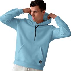 Moletom Masculino Azul Básico Flanelado Com Capuz ... - W2 STORE