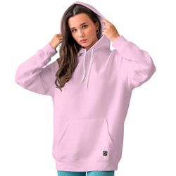 Moletom Feminino Rosa Básico Flanelado Com Capuz e... - W2 STORE