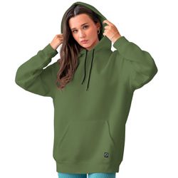 Moletom Feminino Verde Militar Básico Flanelado Co... - W2 STORE