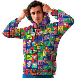 Moletom Masculino Colorido Super Mario Flanelado C... - W2 STORE