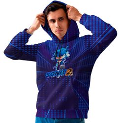 Moletom Masculino Azul Sonic Flanelado Com Capuz e... - W2 STORE