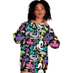 Moletom Feminino Roxo Mickey Flanelado Com Capuz e... - W2 STORE