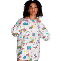 Moletom Feminino Branco Hello Kitty Flanelado Com ... - W2 STORE