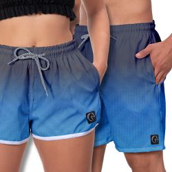 Kit Short Casal Masculino Feminino Degrade Cinza A... - W2 STORE