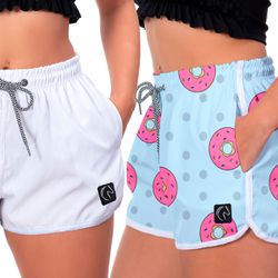 Kit 2 Shorts Feminino Branco e Rosquinhas Moda Pra... - W2 STORE