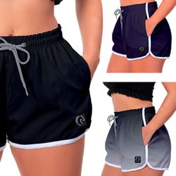 Kit 3 Shorts Feminino Preto Azul e Degradê Preto M... - W2 STORE