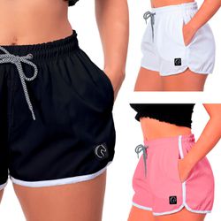 Kit 3 Shorts Feminino Preto Branco e Rosa Moda Pra... - W2 STORE