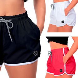 Kit 3 Shorts Feminino Preto Branco e Rosa Pink Mod... - W2 STORE