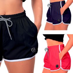 Kit 3 Shorts Feminino Preto Azul e Rosa Pink Moda ... - W2 STORE