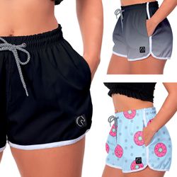 Kit 3 Shorts Feminino Preto Degradê Preto e Rosqui... - W2 STORE